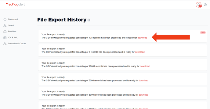 Export Download Page